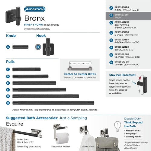 Bronx Zinc & Stainless Steel Black Bronze Hook 6