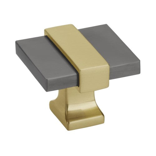 Overton Zinc & Aluminum Black Chrome / Brushed Gold Cabinet Knob 1