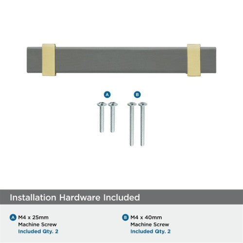 Overton Zinc & Aluminum Black Chrome / Brushed Gold Cabinet Pull 11