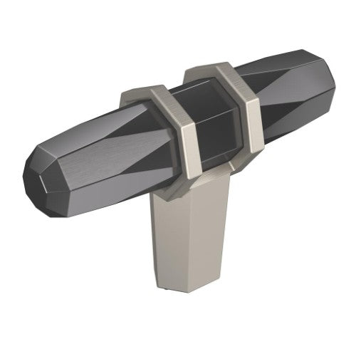 London Zinc Black Chrome / Satin Nickel Cabinet Knob 1