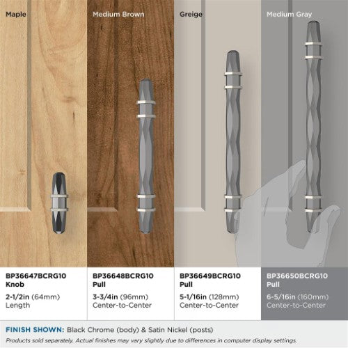 London Zinc Black Chrome / Satin Nickel Cabinet Pull 21