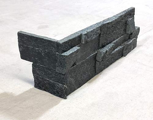 Black Natural Cleft Face, Flat Back Slate Ledgestone Corner - 6" x 18" x 3/4" - 1 1/8"