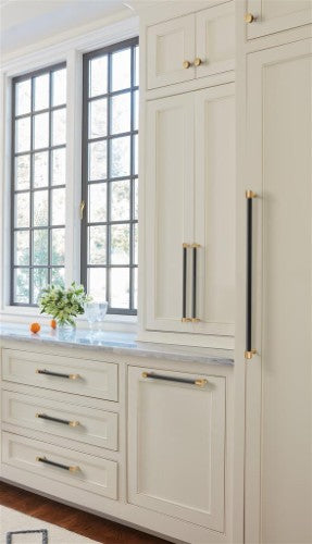 Fairlane Zinc & Leather Black Leather / Champagne Bronze Appliance Pull 10