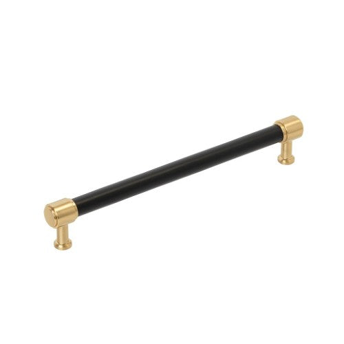 Fairlane Zinc & Leather Black Leather / Champagne Bronze Appliance Pull 1