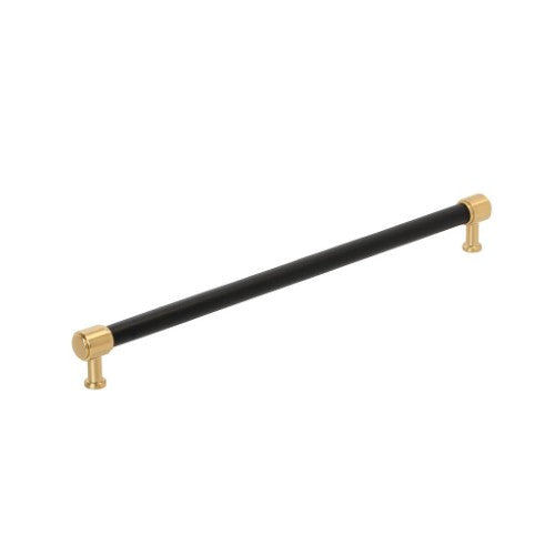 Fairlane Zinc & Leather Black Leather / Champagne Bronze Appliance Pull 2