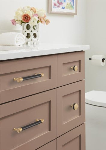 Fairlane Zinc & Leather Black Leather / Champagne Bronze Cabinet Knob 9