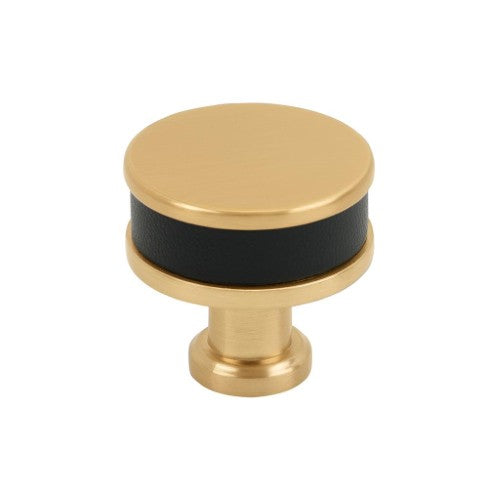 Fairlane Zinc & Leather Black Leather / Champagne Bronze Cabinet Knob 2