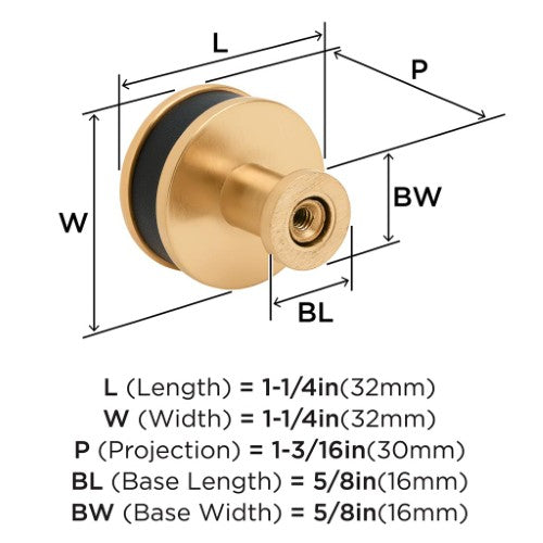 Fairlane Zinc & Leather Black Leather / Champagne Bronze Cabinet Knob 4