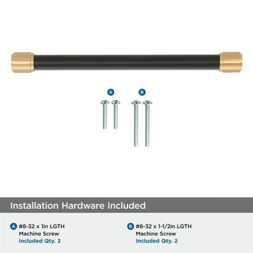 Fairlane Zinc & Leather Black Leather / Champagne Bronze Cabinet Pull 20