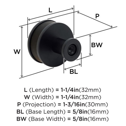 Fairlane Zinc & Leather Black Leather / Matte Black Cabinet Knob 4