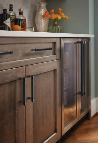 Fairlane Zinc & Leather Black Leather / Matte Black Cabinet Pull 24