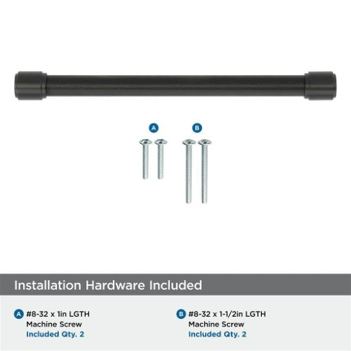 Fairlane Zinc & Leather Black Leather / Matte Black Cabinet Pull 20