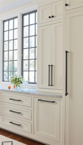 Fairlane Zinc & Leather Black Leather / Matte Black Cabinet Pull 23