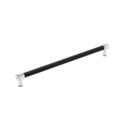 Fairlane Zinc & Leather Black Leather / Polished Nickel Appliance Pull 2