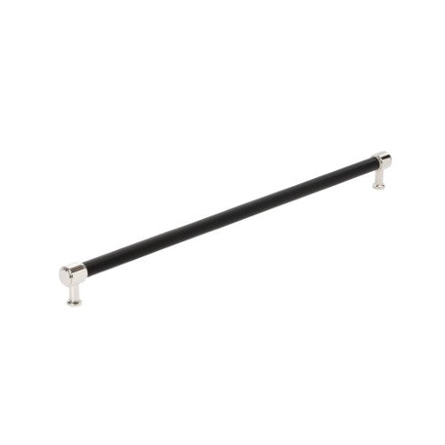 Fairlane Zinc & Leather Black Leather / Polished Nickel Appliance Pull 3