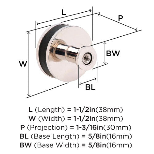 Fairlane Zinc & Leather Black Leather / Polished Nickel Cabinet Knob 3