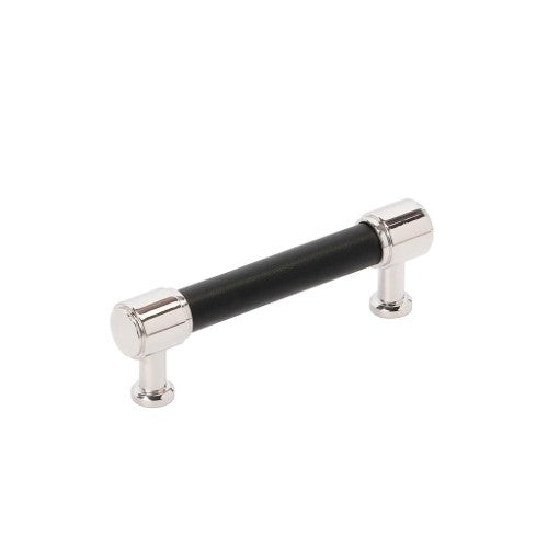 Fairlane Zinc & Leather Black Leather / Polished Nickel Cabinet Pull 3