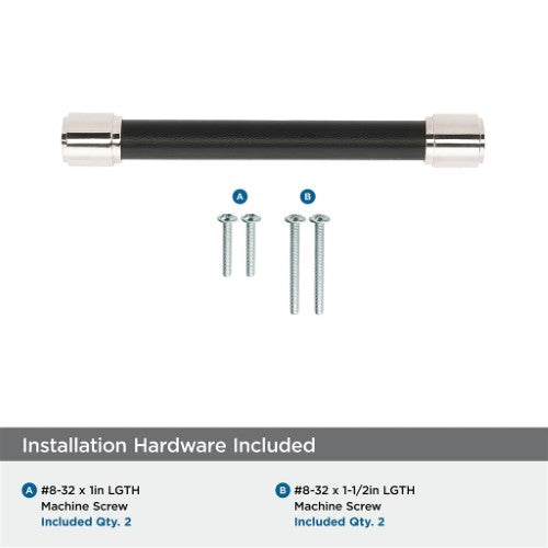 Fairlane Zinc & Leather Black Leather / Polished Nickel Cabinet Pull 18