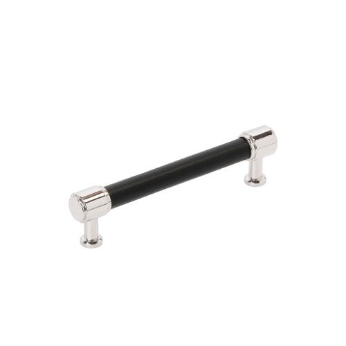 Fairlane Zinc & Leather Black Leather / Polished Nickel Cabinet Pull 4