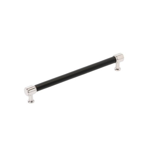 Fairlane Zinc & Leather Black Leather / Polished Nickel Cabinet Pull 7