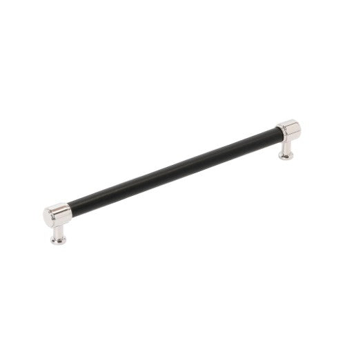 Fairlane Zinc & Leather Black Leather / Polished Nickel Cabinet Pull 1