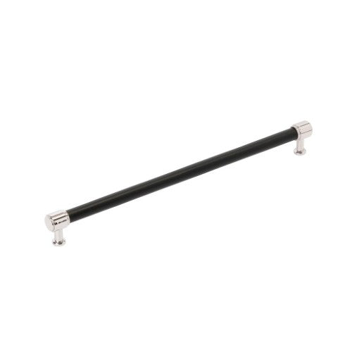 Fairlane Zinc & Leather Black Leather / Polished Nickel Cabinet Pull 2