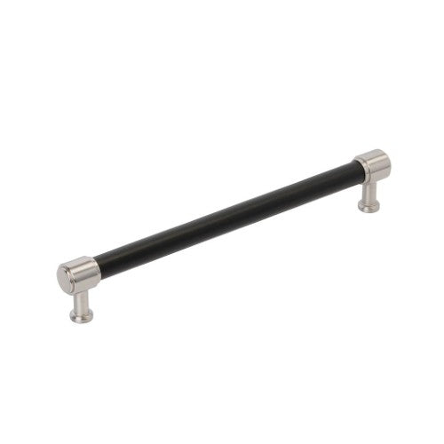 Fairlane Zinc & Leather Black Leather / Satin Nickel Appliance Pull 1