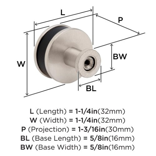 Fairlane Zinc & Leather Black Leather / Satin Nickel Cabinet Knob 4
