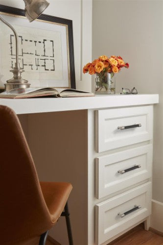 Fairlane Zinc & Leather Black Leather / Satin Nickel Cabinet Pull 28