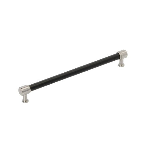 Fairlane Zinc & Leather Black Leather / Satin Nickel Cabinet Pull 1