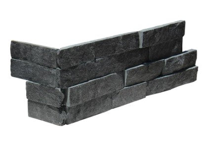 Black Split Face Slate Ledgestone Corner - 6" x 18" x 6"