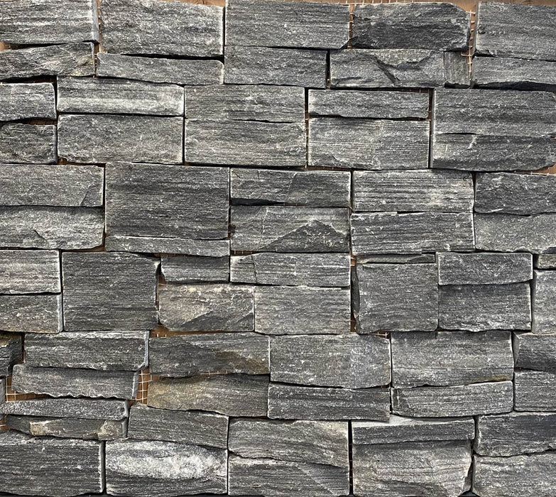 Full Ledger Sample - Black Marble Ledgestone - 8" x 18" x 3/4" - 1" Natural Cleft