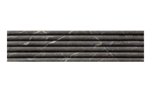 Full Tile Sample - Nero Marquina Fluted Marble Tile - 6" x 24" x 3/4" Honed