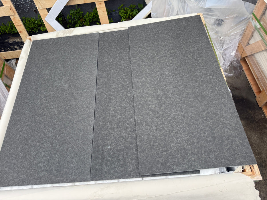 Basalt Dark Basalt Tile - 12" x 24" x 3/8" Flamed & Brushed 4