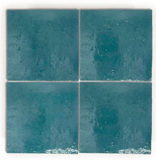 Zellige Classique Blue City Terracotta Tile - Glossy