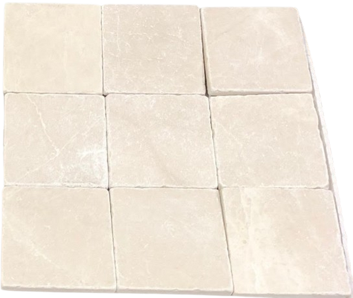 Full Tile Sample - Botticino Marble Tile - 4" x 4" x 3/8" Tumbled