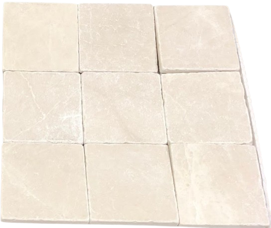 Full Tile Sample - Botticino Marble Tile - 4" x 4" x 3/8" Tumbled