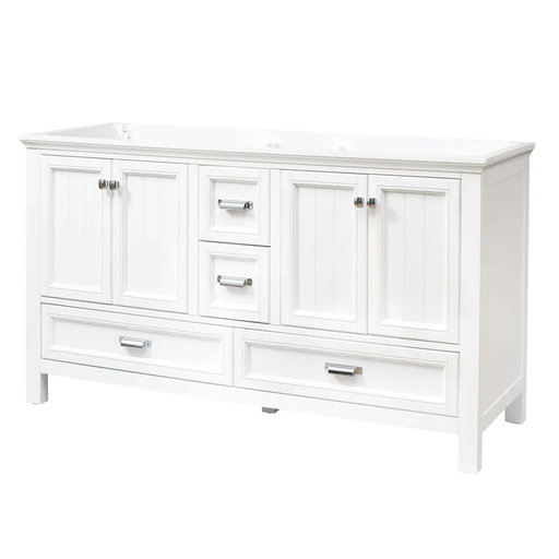 Brantley White Wood Freestanding Bathroom Vanity - 60"