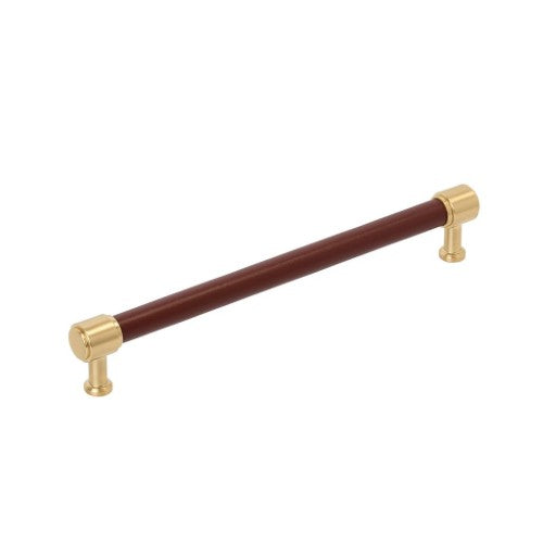 Fairlane Zinc & Leather Brown Leather / Champagne Bronze Appliance Pull 1