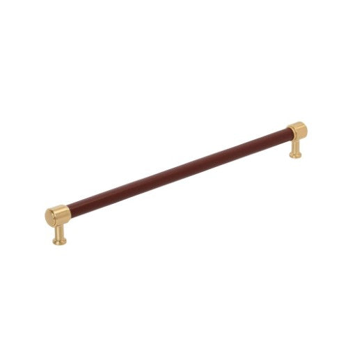 Fairlane Zinc & Leather Brown Leather / Champagne Bronze Appliance Pull 2