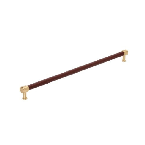 Fairlane Zinc & Leather Brown Leather / Champagne Bronze Appliance Pull 3