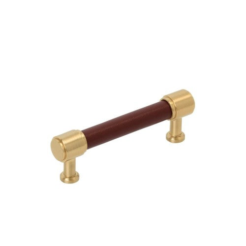 Fairlane Zinc & Leather Brown Leather / Champagne Bronze Cabinet Pull 3