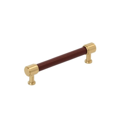 Fairlane Zinc & Leather Brown Leather / Champagne Bronze Cabinet Pull 4