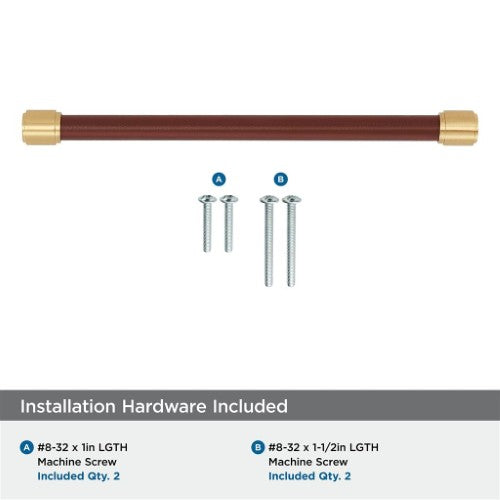 Fairlane Zinc & Leather Brown Leather / Champagne Bronze Cabinet Pull 21