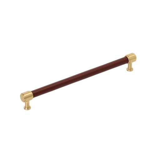 Fairlane Zinc & Leather Brown Leather / Champagne Bronze Cabinet Pull 1