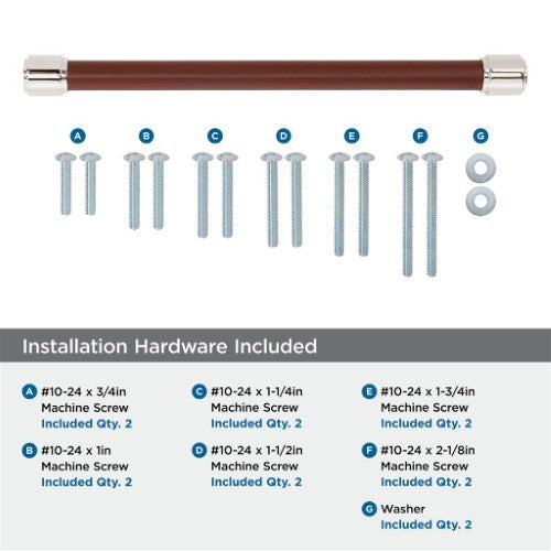 Fairlane Zinc & Leather Brown Leather / Polished Nickel Appliance Pull 7