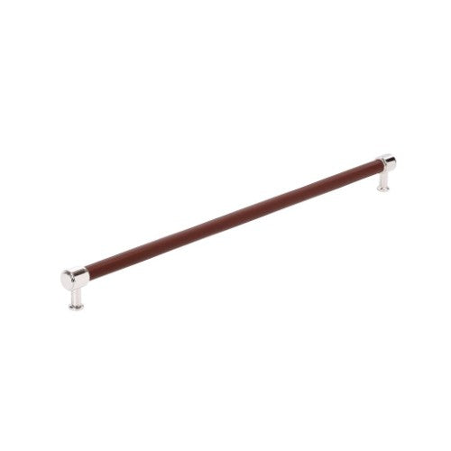 Fairlane Zinc & Leather Brown Leather / Polished Nickel Appliance Pull 3