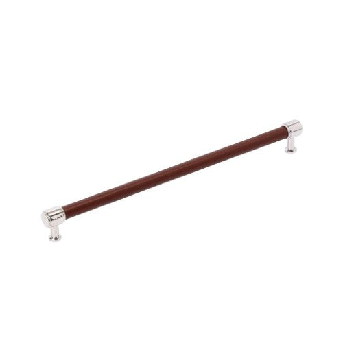 Fairlane Zinc & Leather Brown Leather / Polished Nickel Cabinet Pull 2