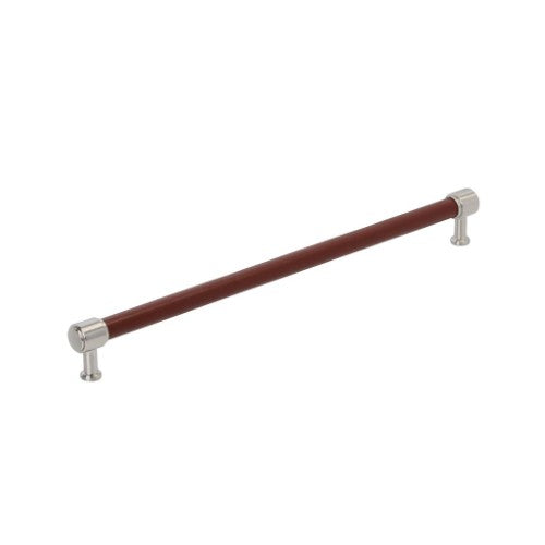 Fairlane Zinc & Leather Brown Leather / Satin Nickel Appliance Pull 2