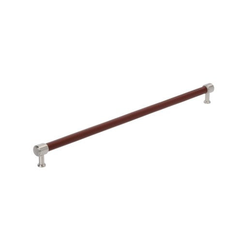 Fairlane Zinc & Leather Brown Leather / Satin Nickel Appliance Pull 3